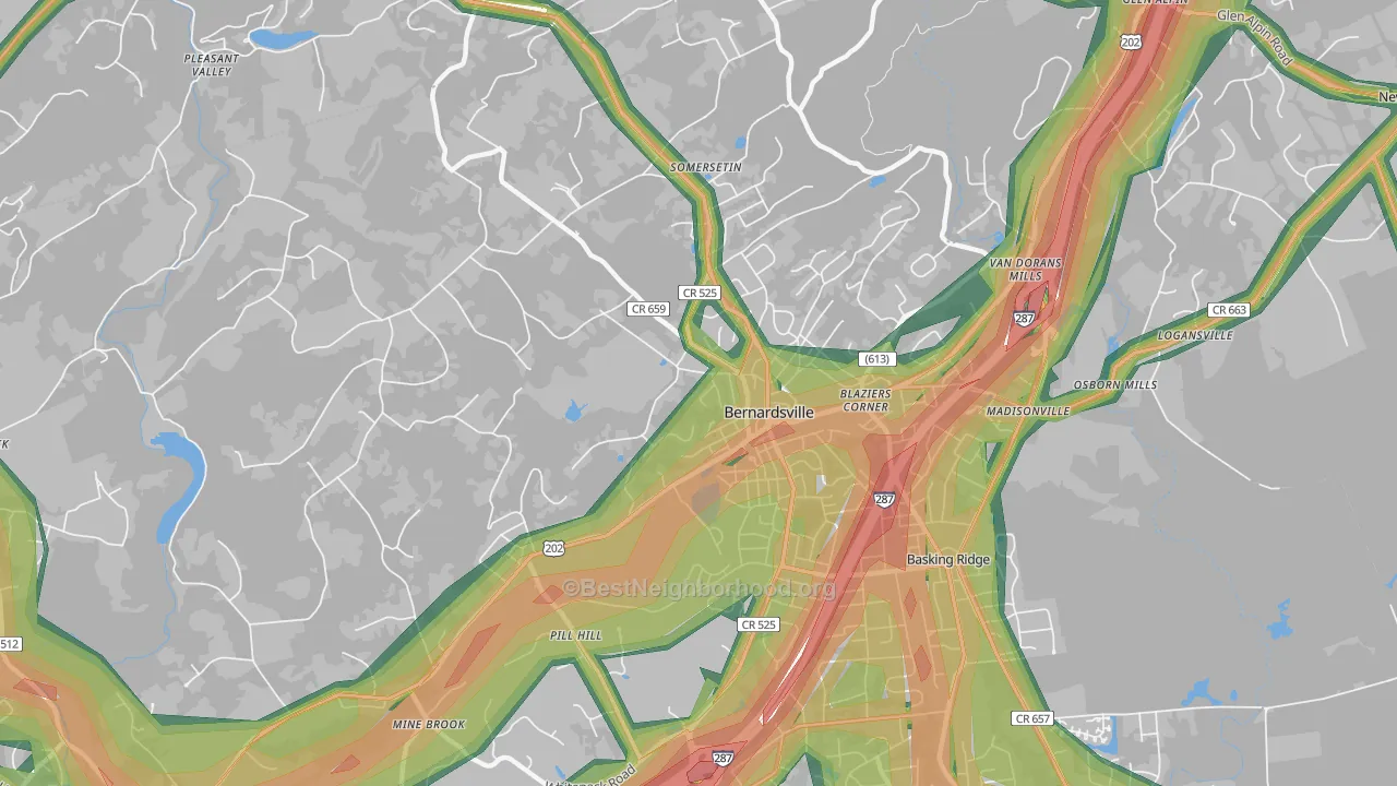07924, NJ Map of Noise Levels in 07924