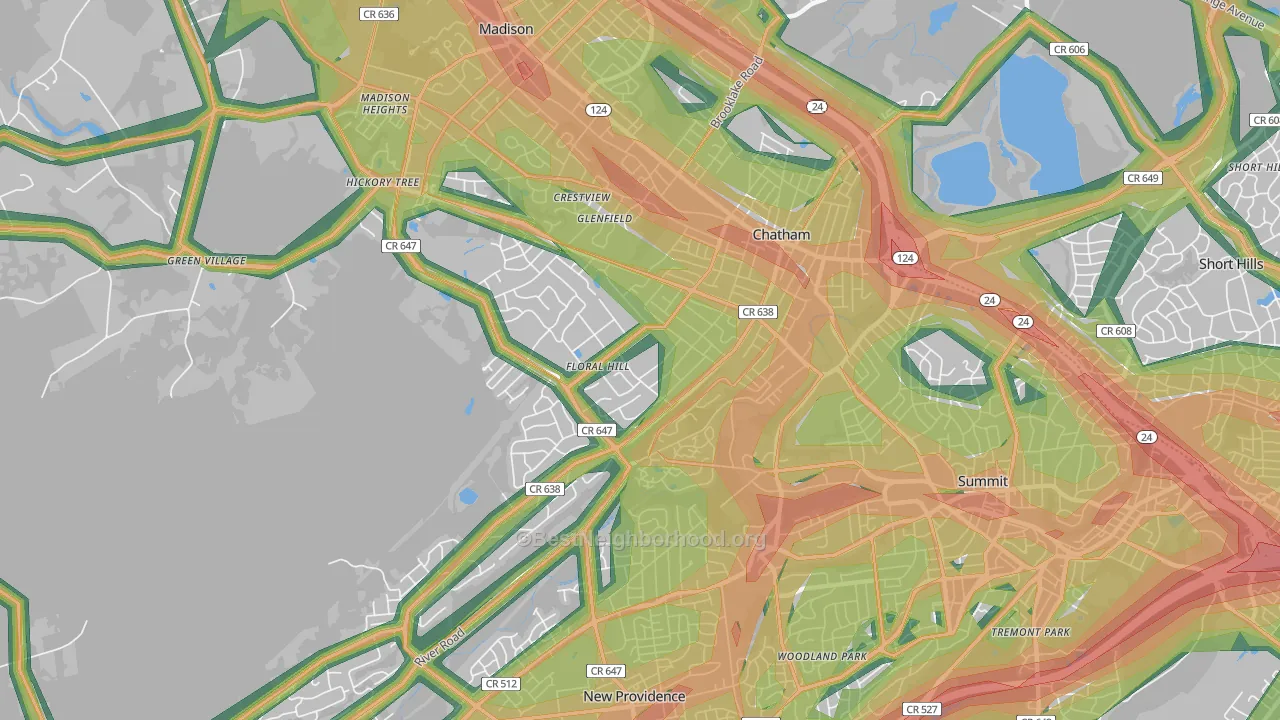 07928, NJ Map of Noise Levels in 07928