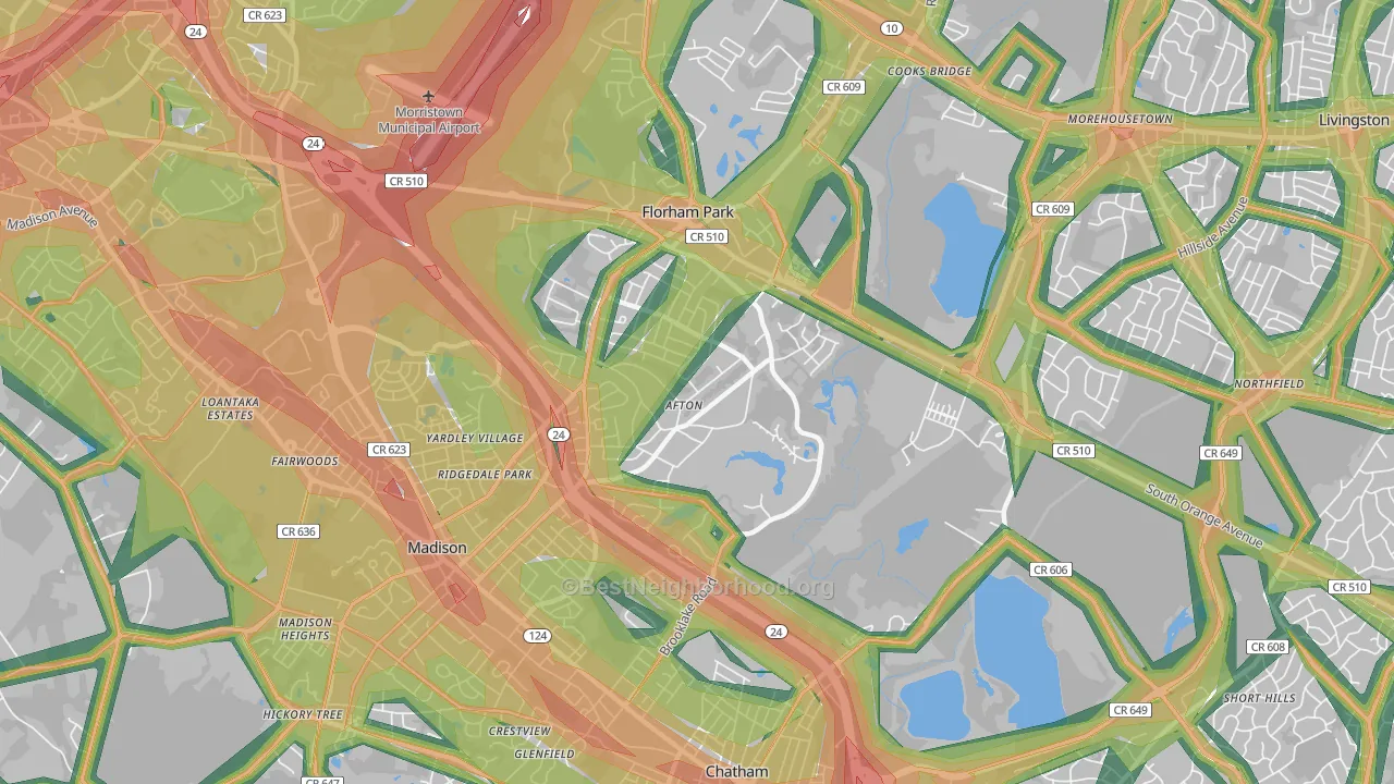 07932, NJ Map of Noise Levels in 07932