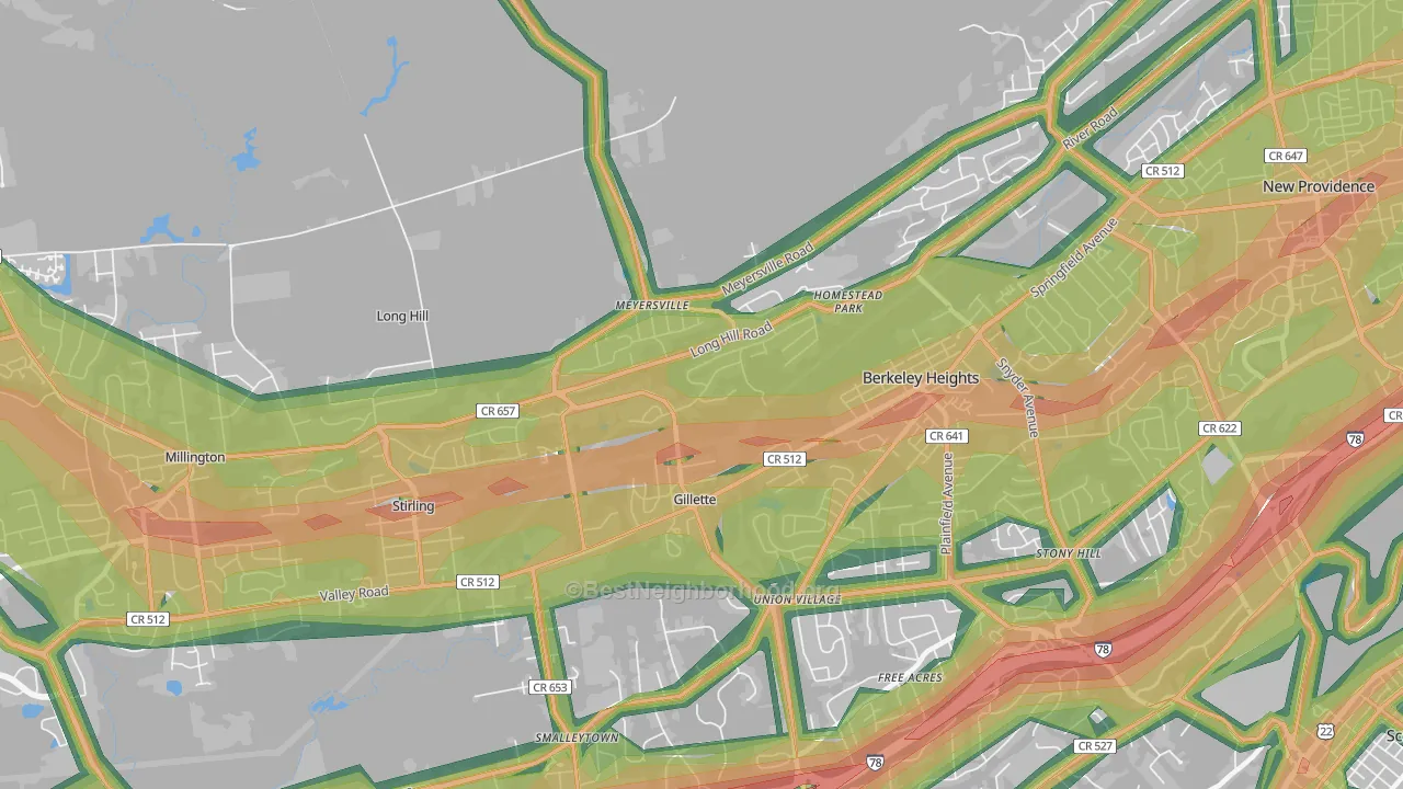 07933, NJ Map of Noise Levels in 07933