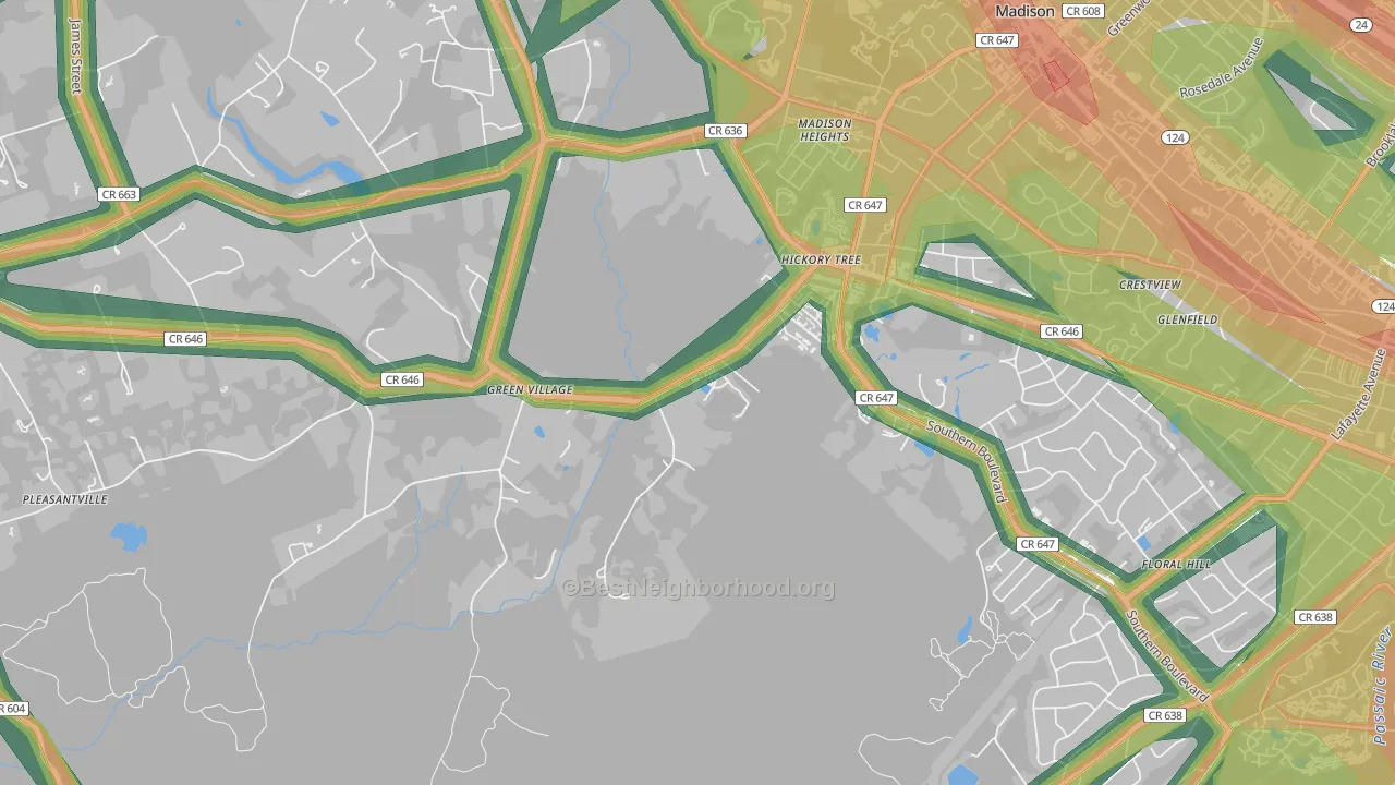 07935, NJ Map of Noise Levels in 07935