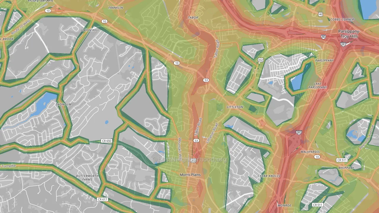 07950, NJ Map of Noise Levels in 07950