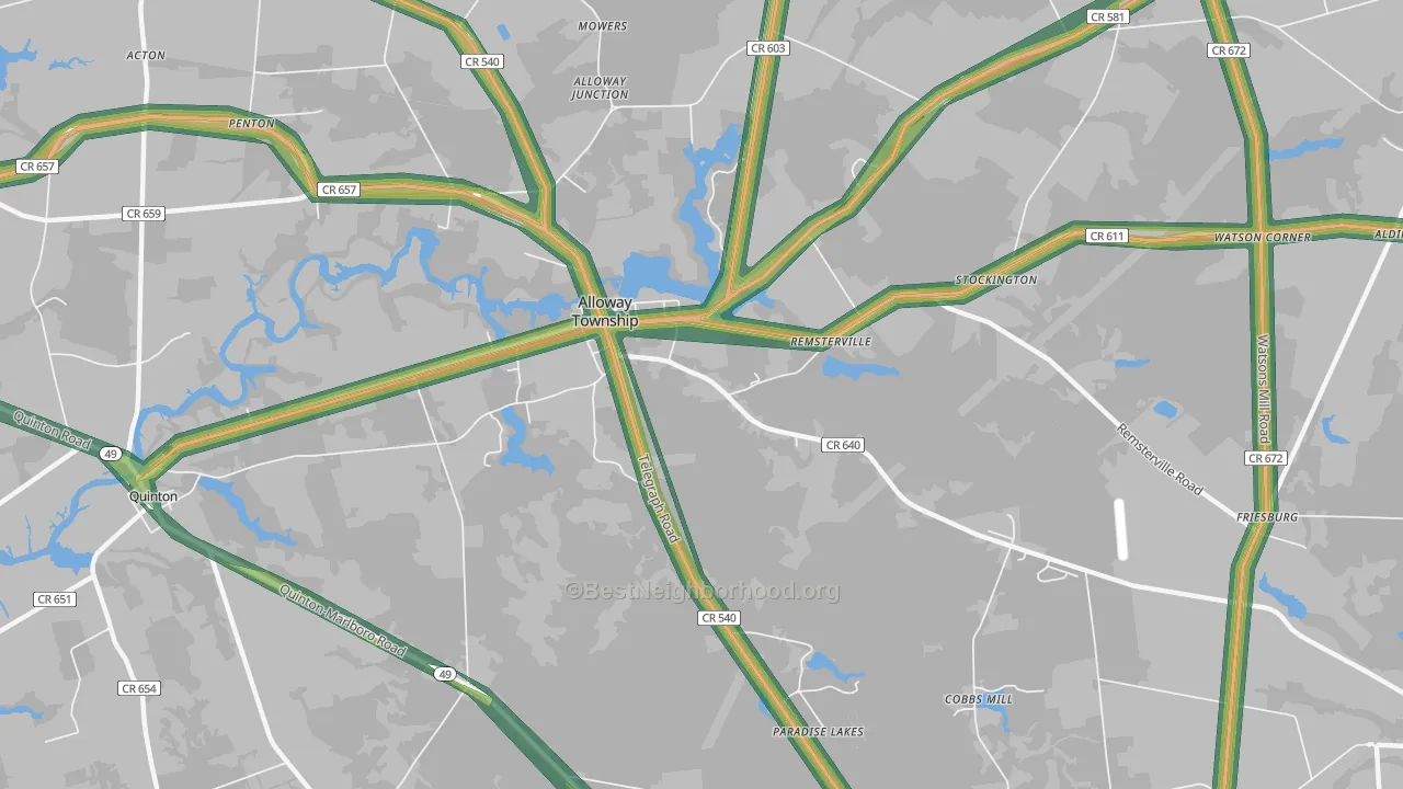 08001, NJ Map of Noise Levels in 08001