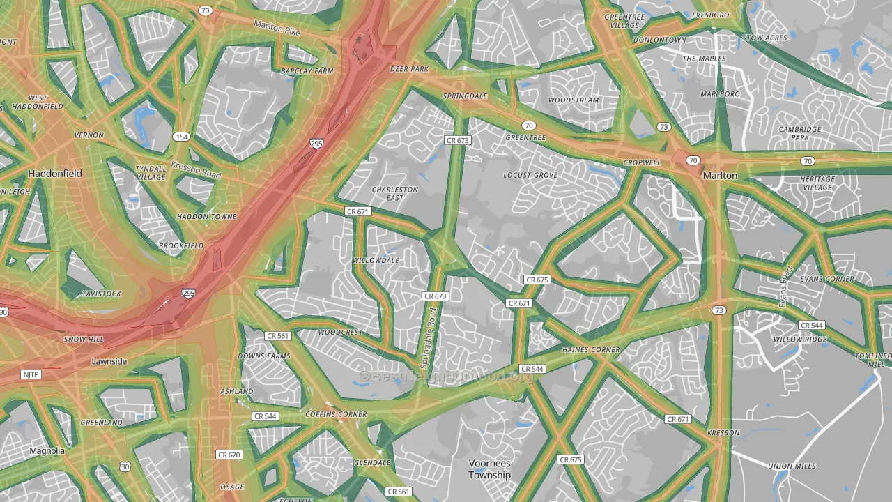 08003, NJ Map of Noise Levels in 08003