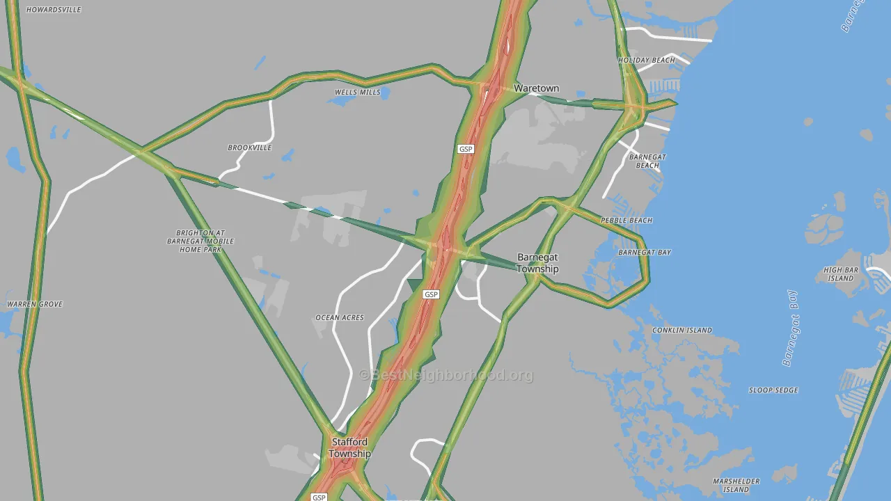 08005, NJ Map of Noise Levels in 08005