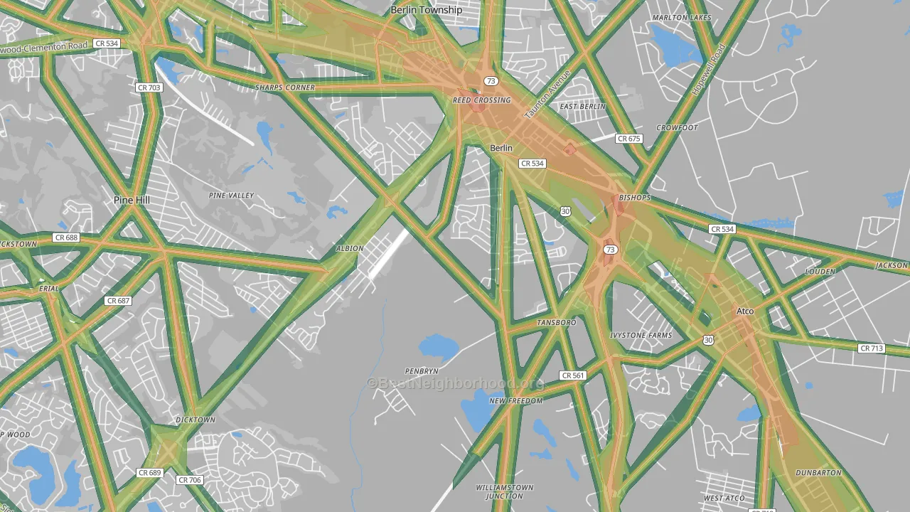 08009, NJ Map of Noise Levels in 08009