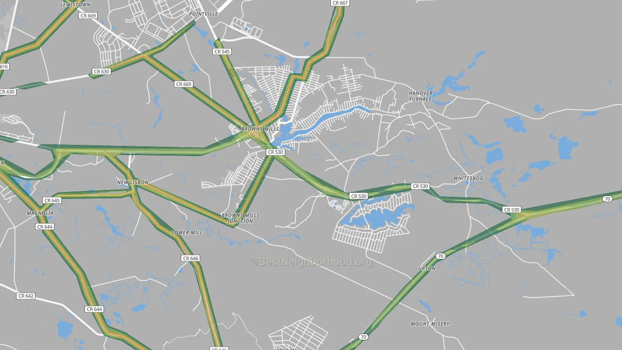 08015, NJ Map of Noise Levels in 08015