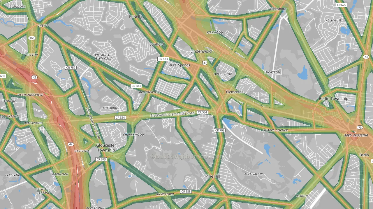 08021, NJ Map of Noise Levels in 08021