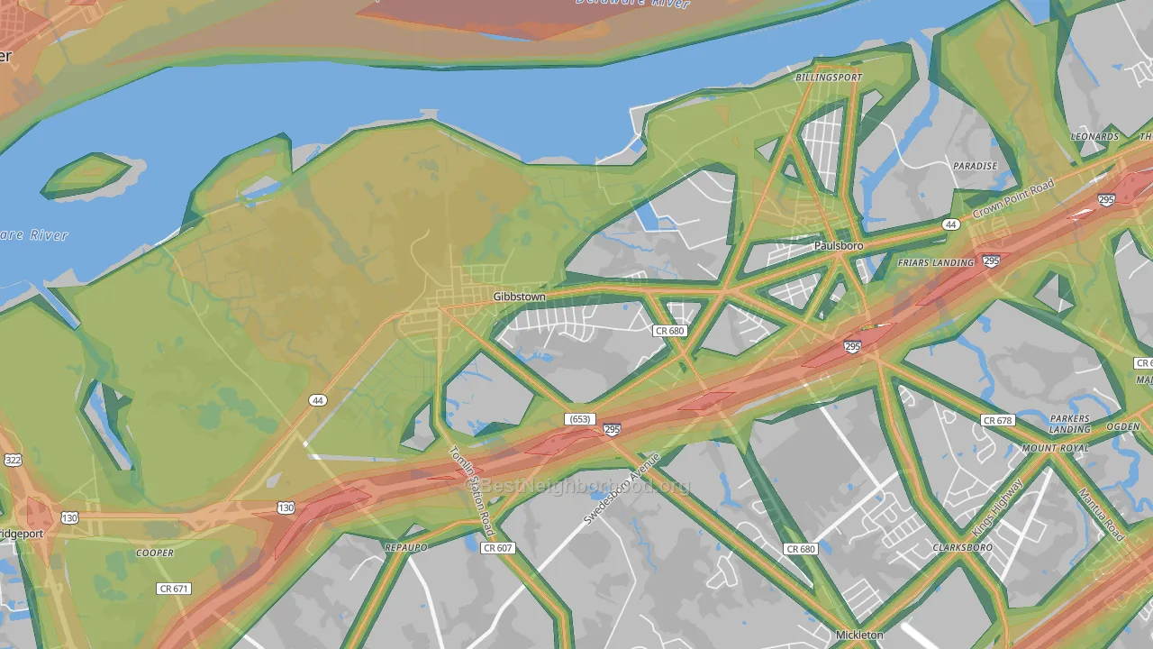 08027, NJ Map of Noise Levels in 08027