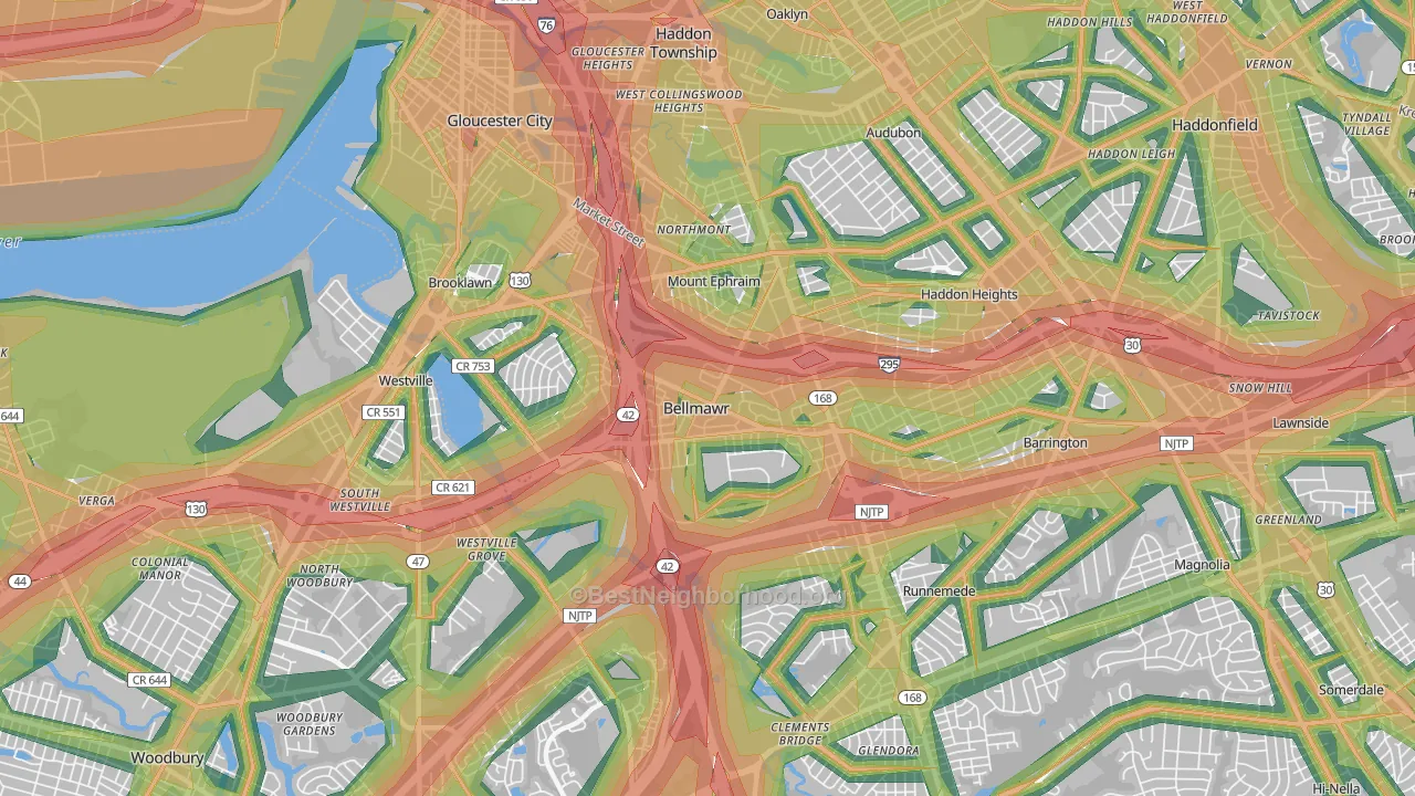 08031, NJ Map of Noise Levels in 08031