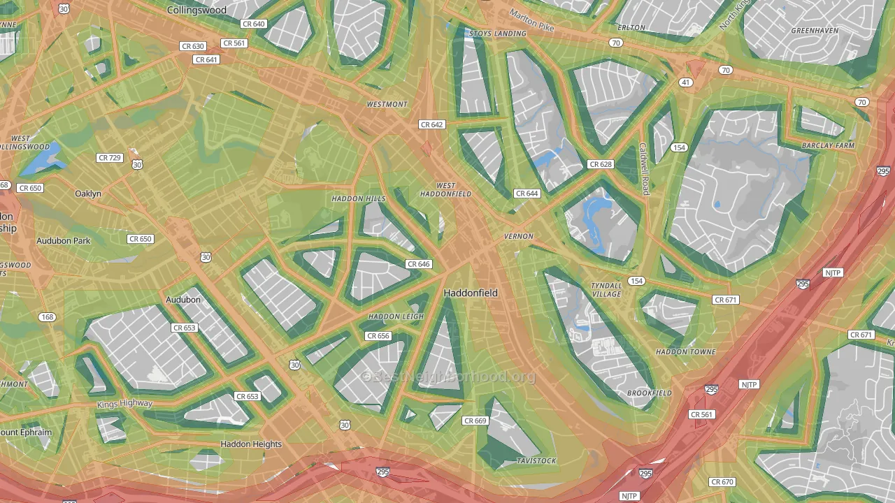 08033, NJ Map of Noise Levels in 08033