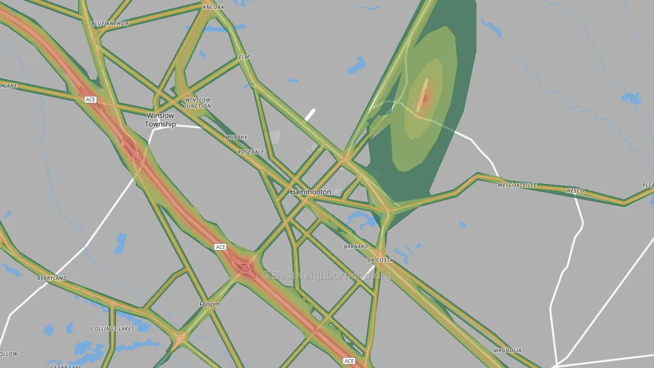 08037, NJ Map of Noise Levels in 08037
