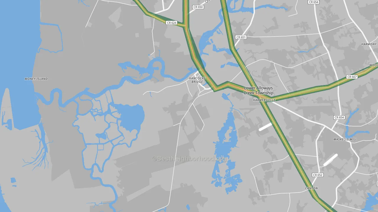 08038, NJ Map of Noise Levels in 08038