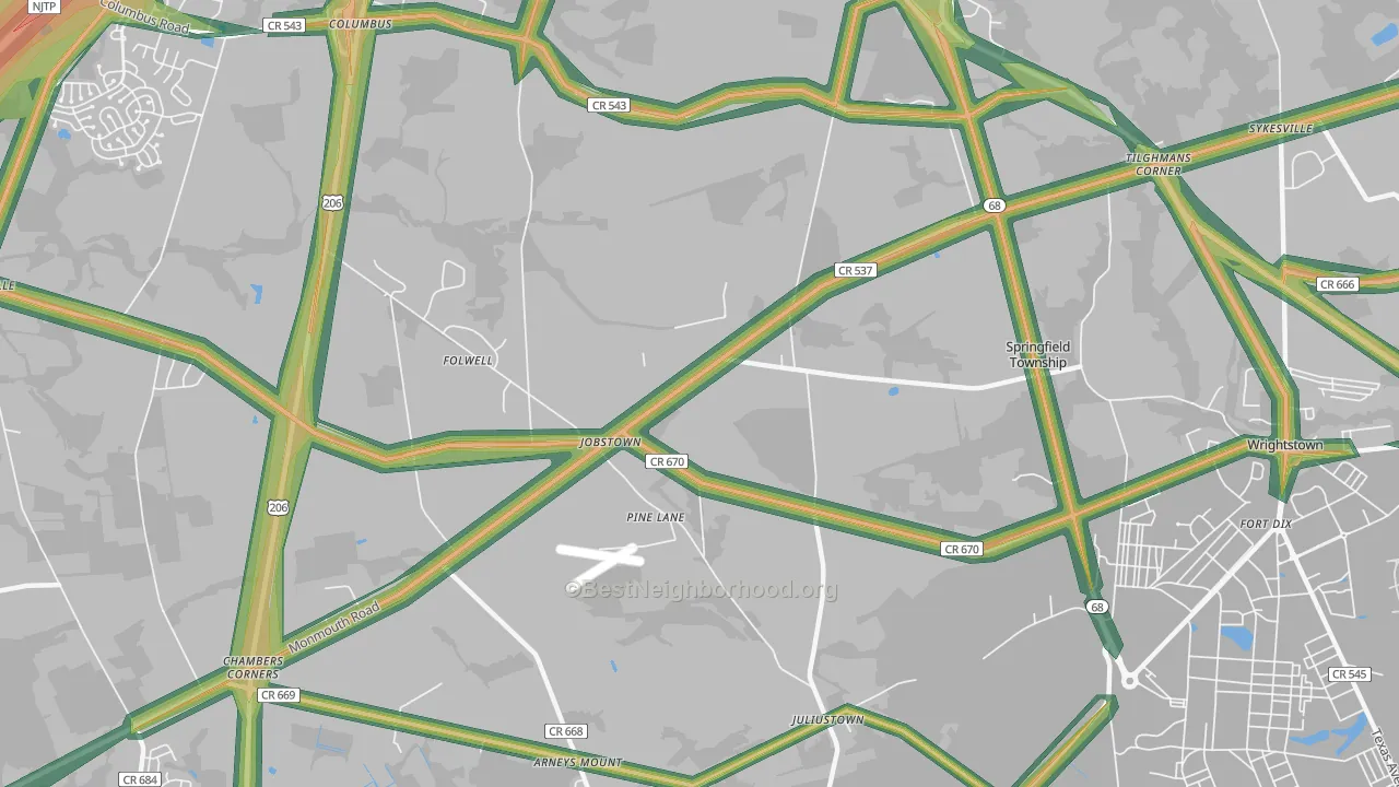 08041, NJ Map of Noise Levels in 08041