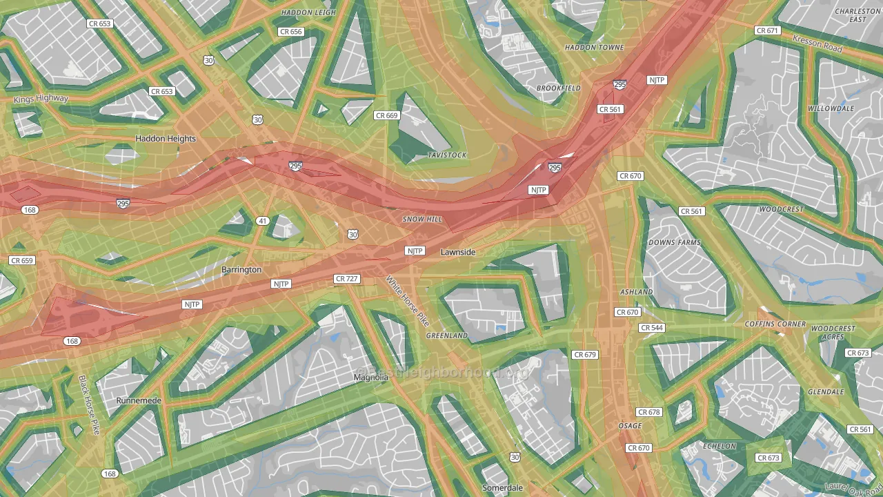 08045, NJ Map of Noise Levels in 08045