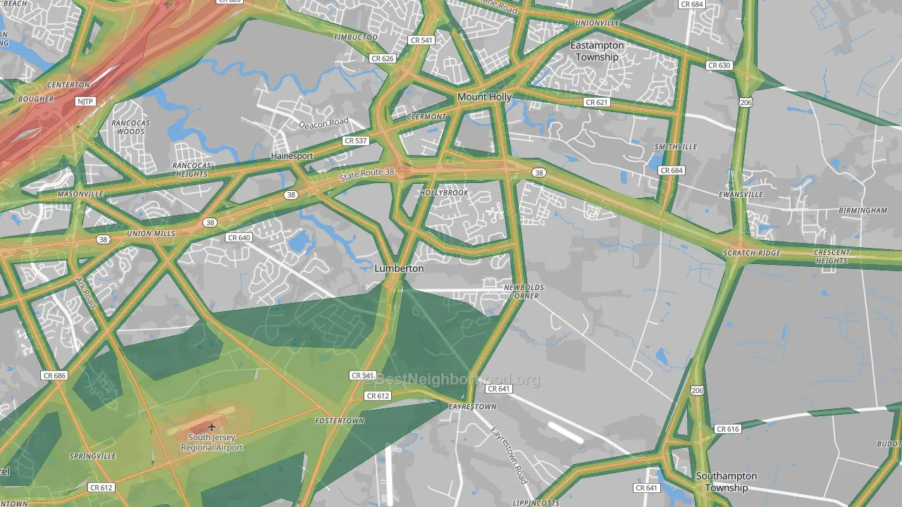 08048, NJ Map of Noise Levels in 08048