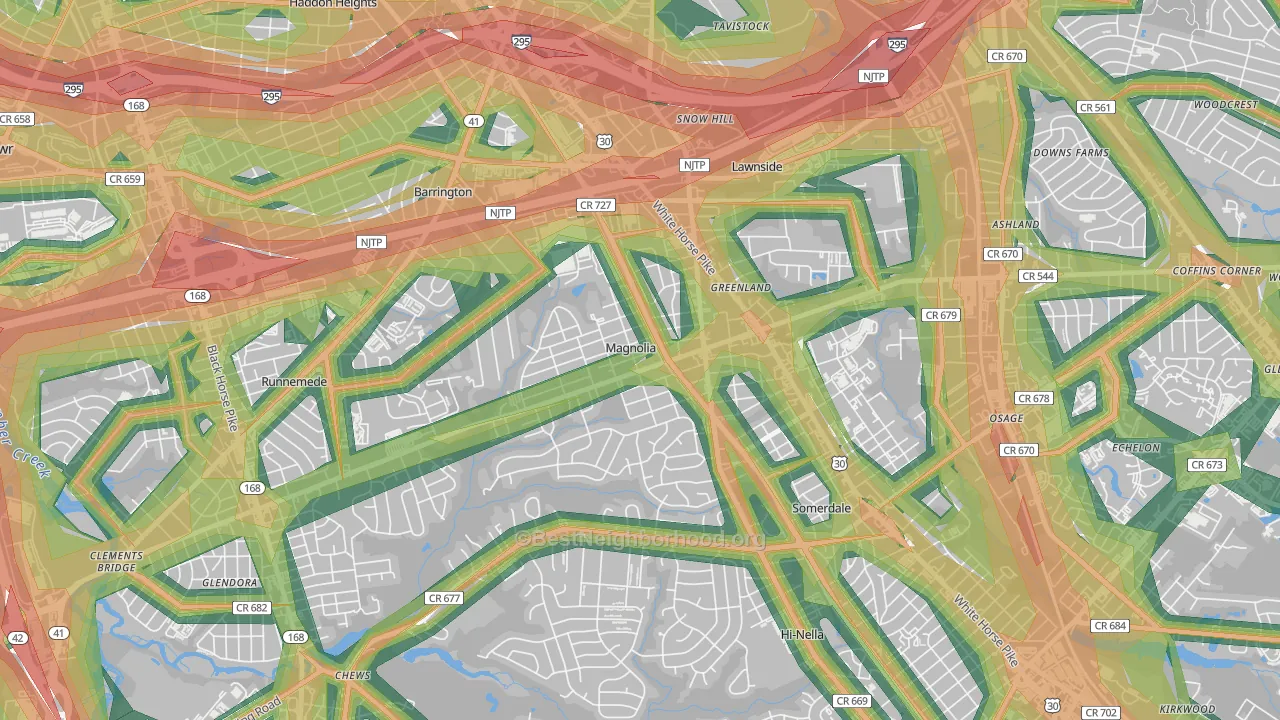 08049, NJ Map of Noise Levels in 08049