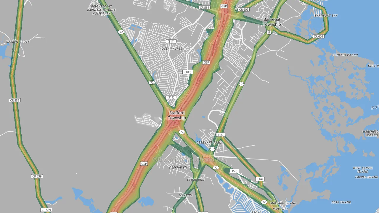 08050, NJ Map of Noise Levels in 08050