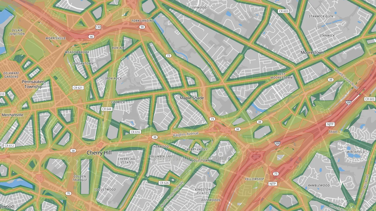 08052, NJ Map of Noise Levels in 08052