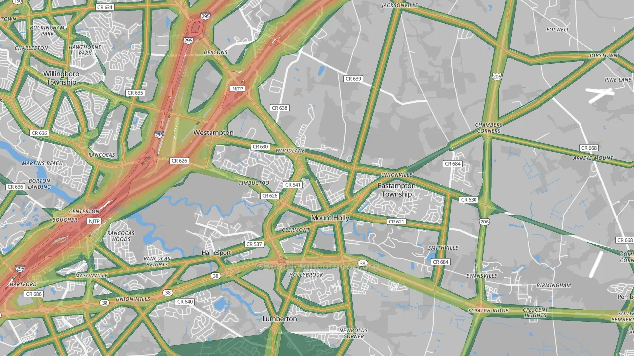 08060, NJ Map of Noise Levels in 08060