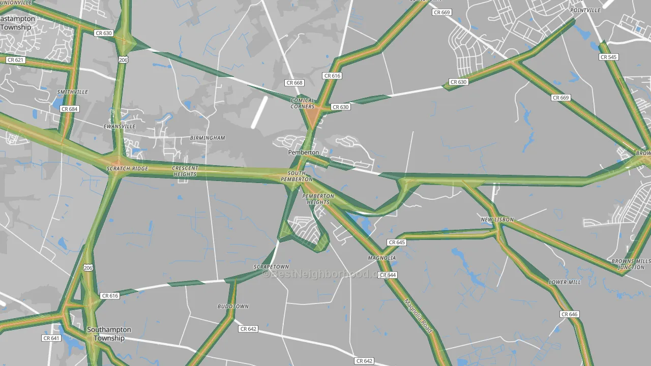 08068, NJ Map of Noise Levels in 08068