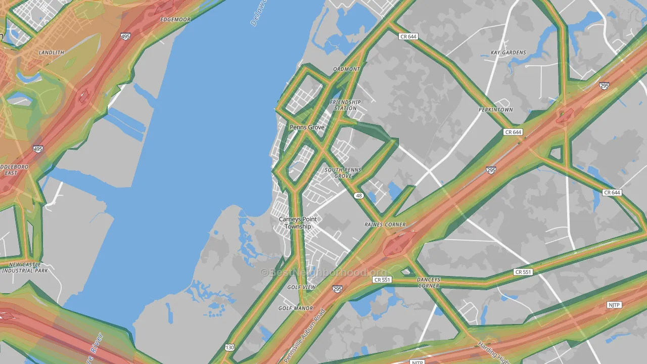 08069, NJ Map of Noise Levels in 08069