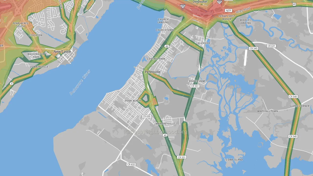 08070, NJ Map of Noise Levels in 08070