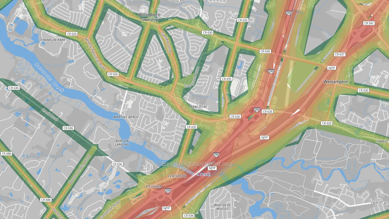 08073, NJ Map of Noise Levels in 08073
