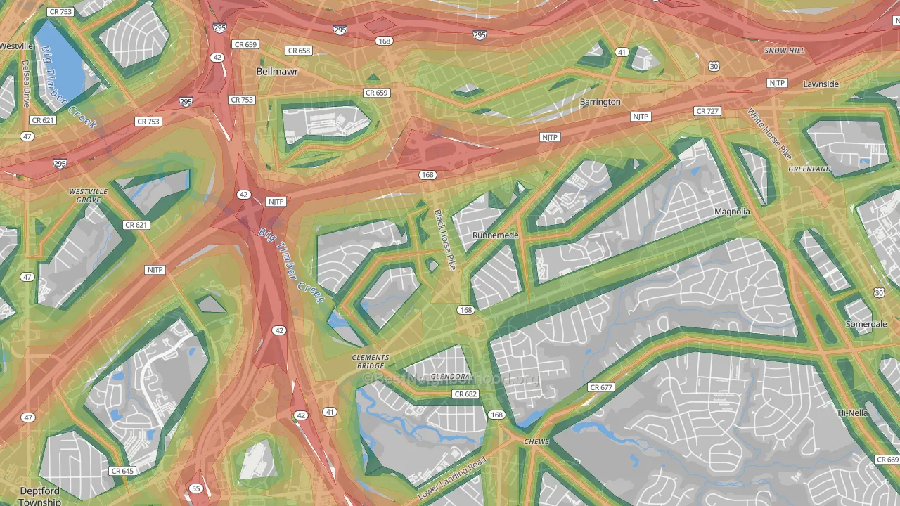 08078, NJ Map of Noise Levels in 08078