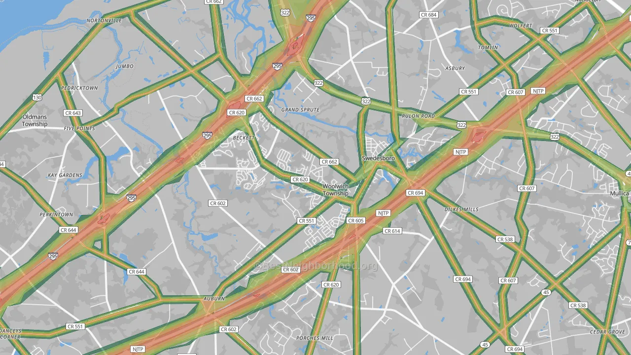 08085, NJ Map of Noise Levels in 08085
