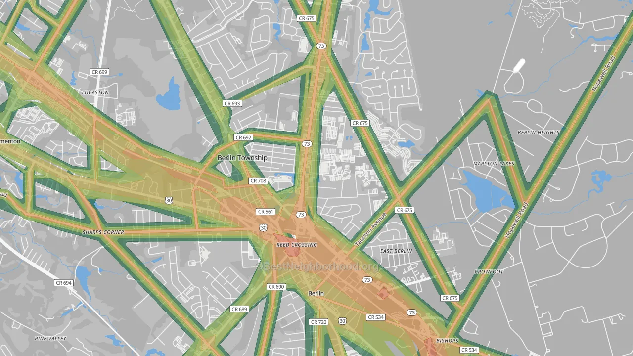 08091, NJ Map of Noise Levels in 08091