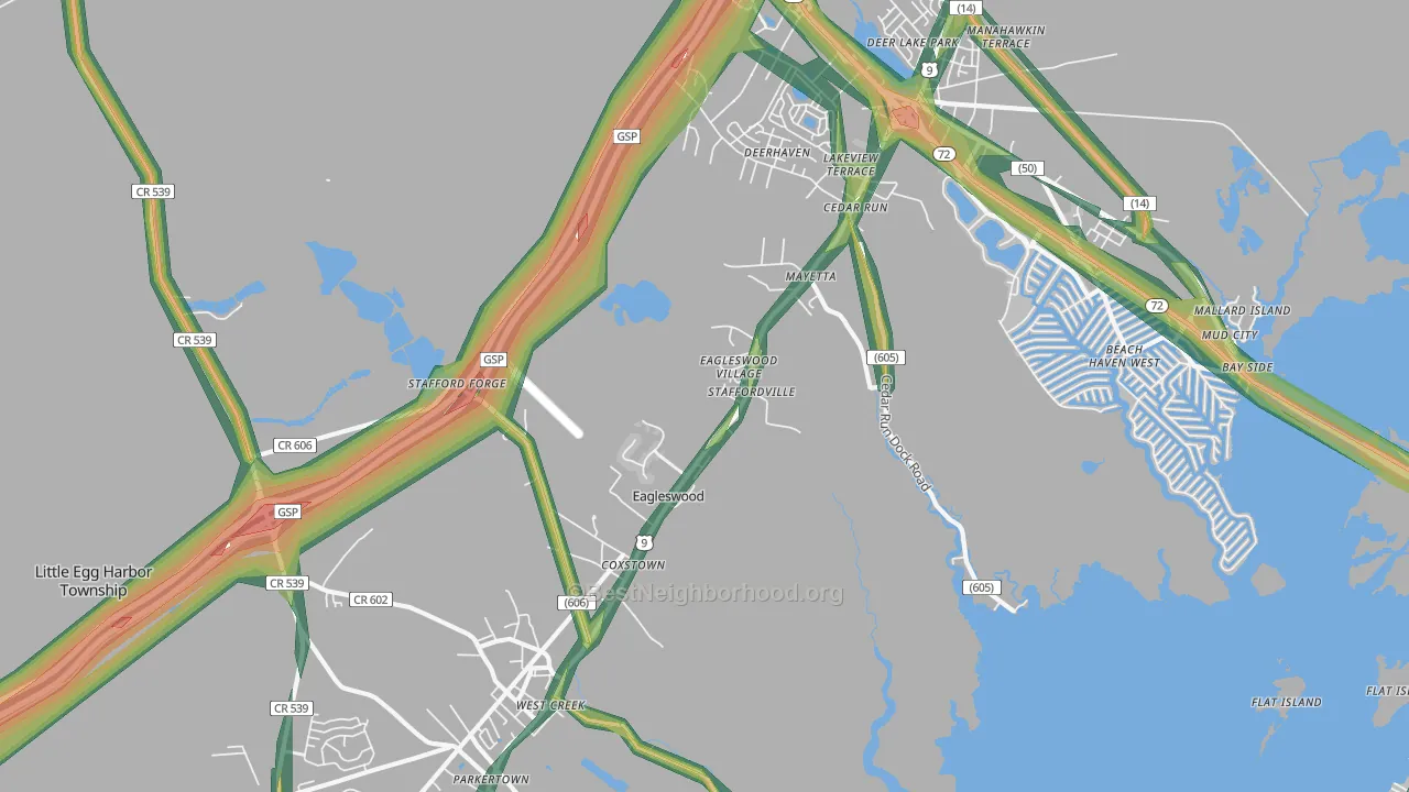 08092, NJ Map of Noise Levels in 08092