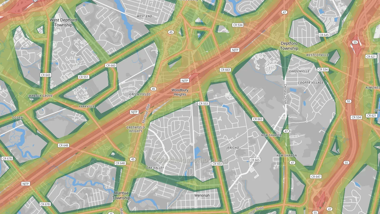 08097, NJ Map of Noise Levels in 08097