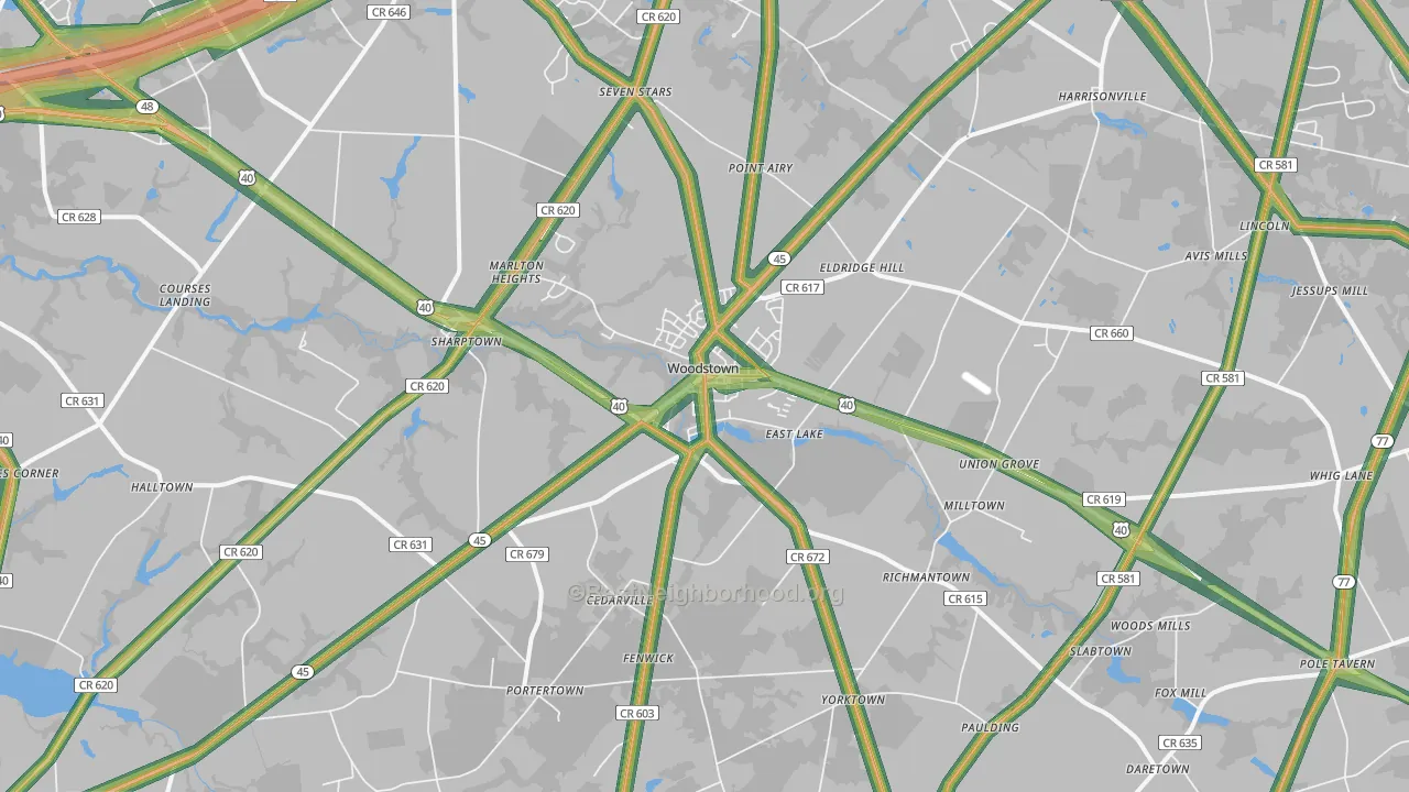 08098, NJ Map of Noise Levels in 08098