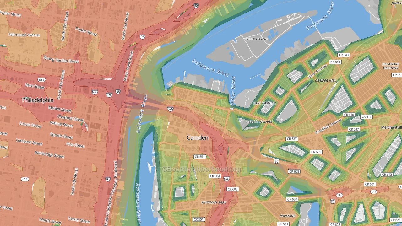 08102, NJ Map of Noise Levels in 08102