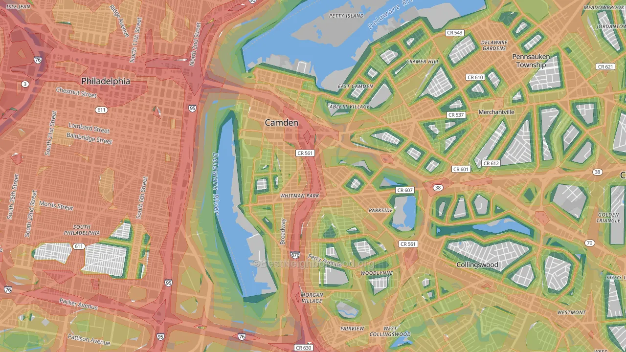 08103, NJ Map of Noise Levels in 08103
