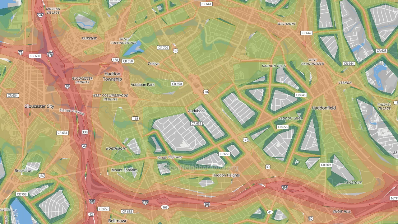 08106, NJ Map of Noise Levels in 08106