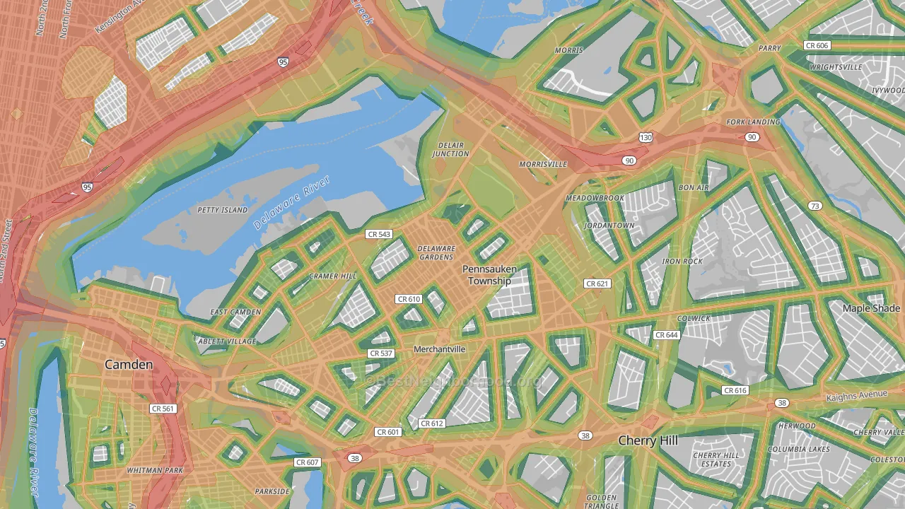 08110, NJ Map of Noise Levels in 08110