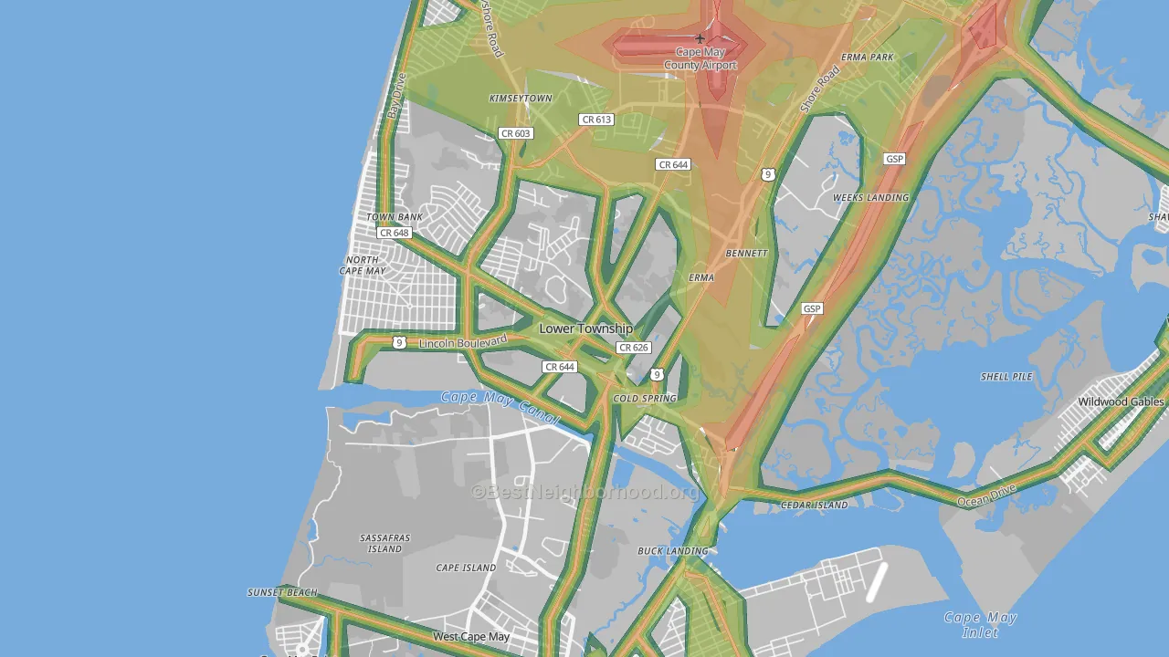 08204, NJ Map of Noise Levels in 08204