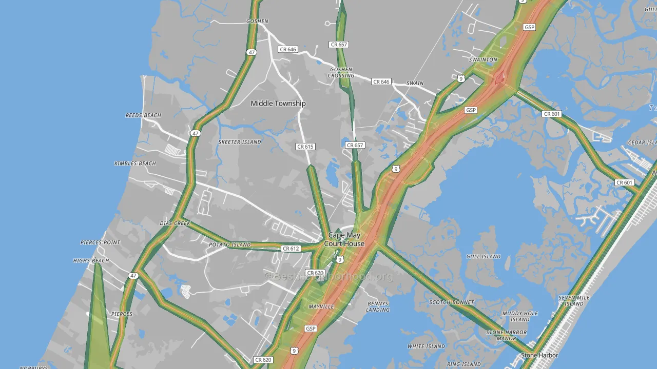 08210, NJ Map of Noise Levels in 08210