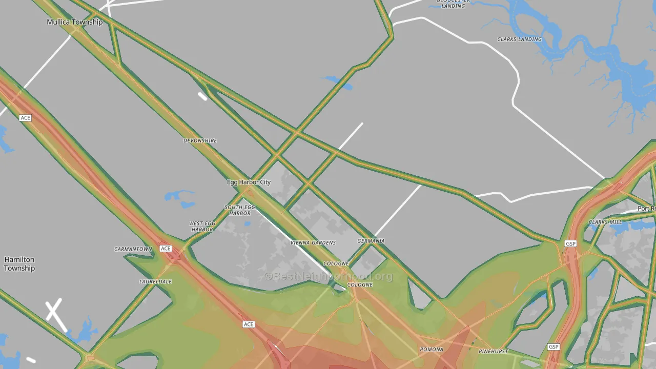08215, NJ Map of Noise Levels in 08215