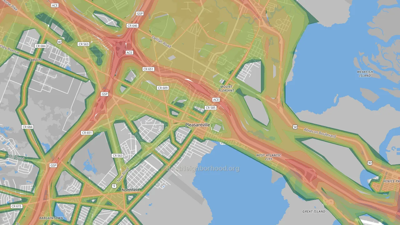 08232, NJ Map of Noise Levels in 08232