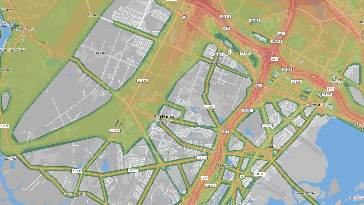 08234, NJ Map of Noise Levels in 08234