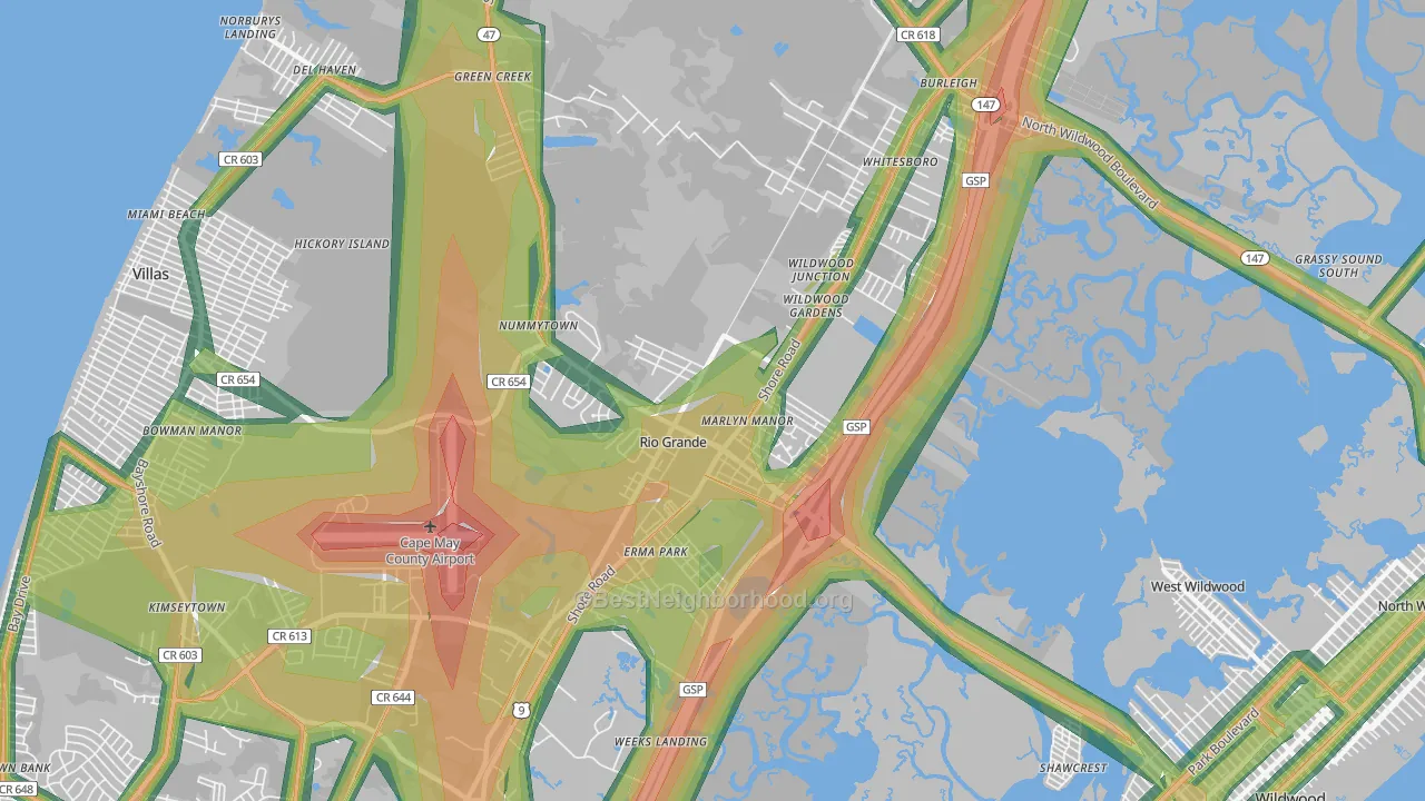 08242, NJ Map of Noise Levels in 08242