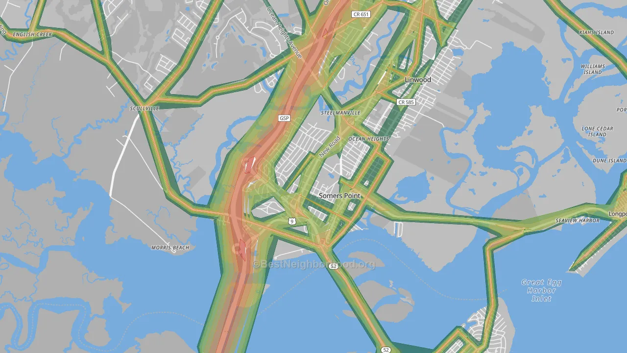 08244, NJ Map of Noise Levels in 08244