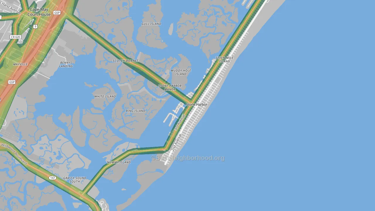 08247, NJ Map of Noise Levels in 08247