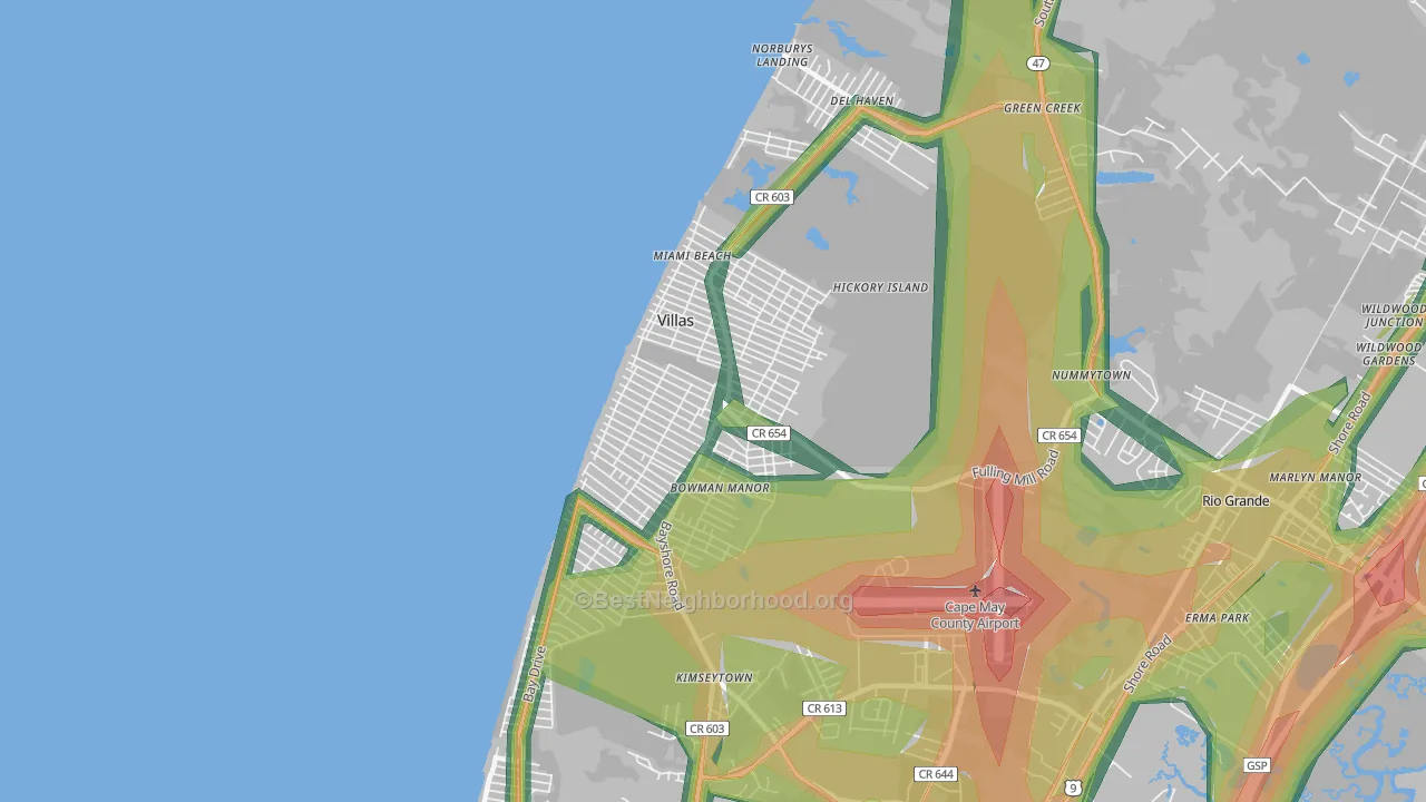 08251, NJ Map of Noise Levels in 08251