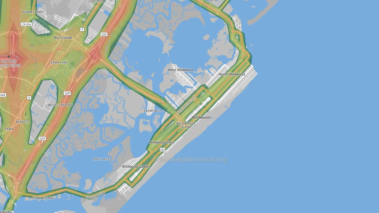 08260, NJ Map of Noise Levels in 08260