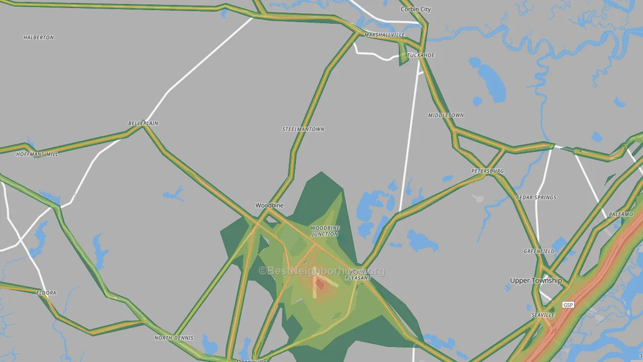 08270, NJ Map of Noise Levels in 08270