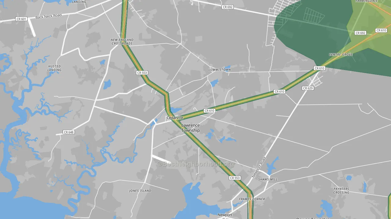 08311, NJ Map of Noise Levels in 08311
